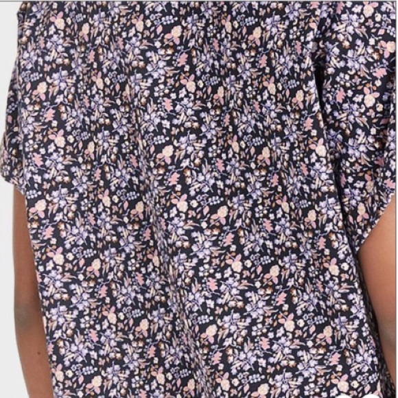 Universal Thread Women's Purple Floral Dolman Short Sleeve Button-Down Shirt - Picture 5 of 13